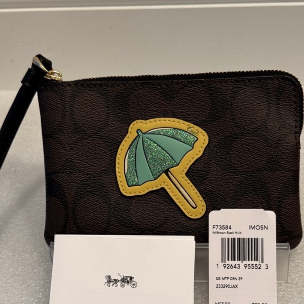 Coach Zip Wristlet with Umbrella Motif RARE